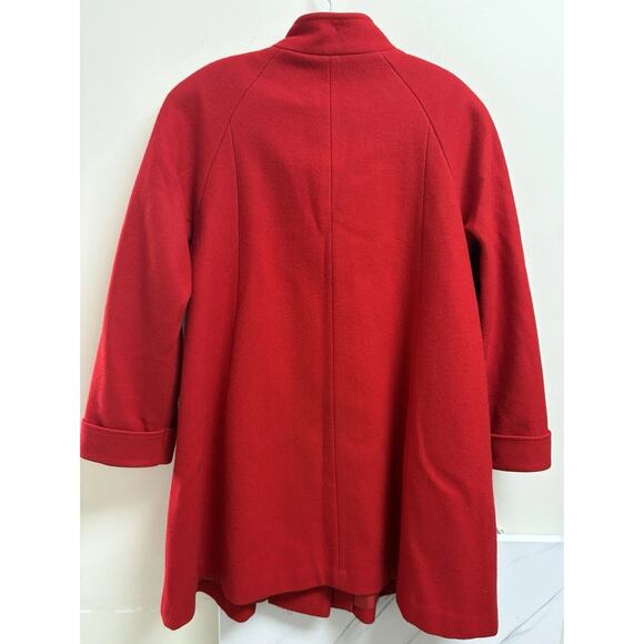 Vintage Herman Kay Women’s Red Wool Blend Coat Size 12 Button Front Pockets - Picture 2 of 5